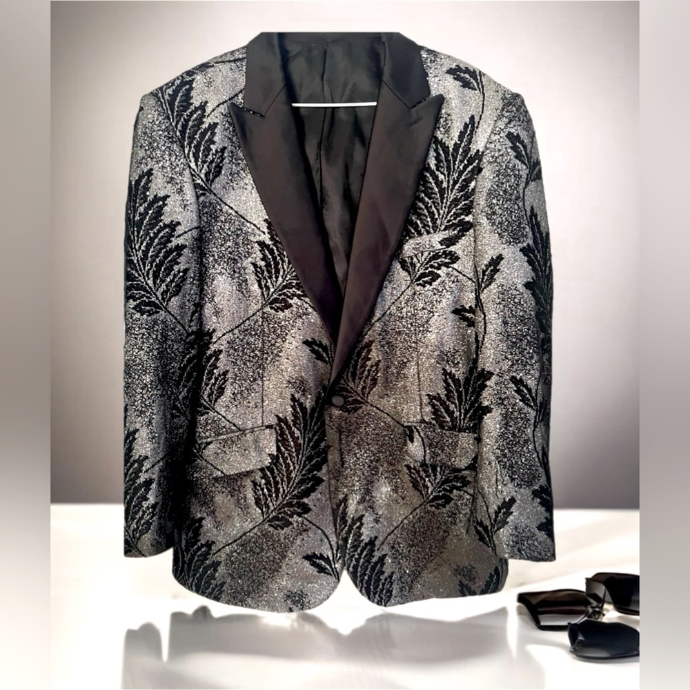 Barabas Gilt Edged Black and Metallic Blazer 2xl